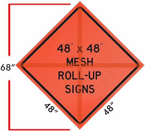 Flagger Ahead Symbol Roll-up Sign / Vinyl Pockets #2